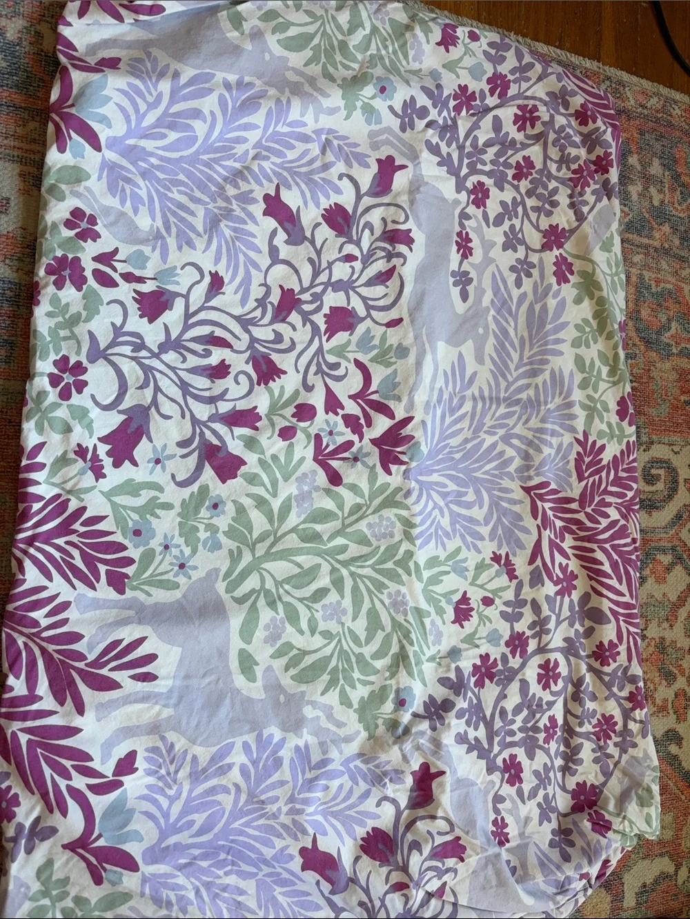DWELL STUDIO woodland folk art TWIN duvet, 100% cotton - deer, flowers